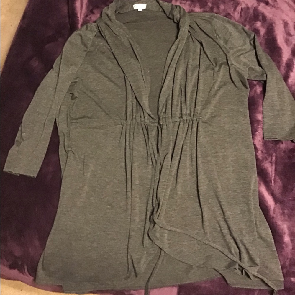 Gray cardigan with gathered front